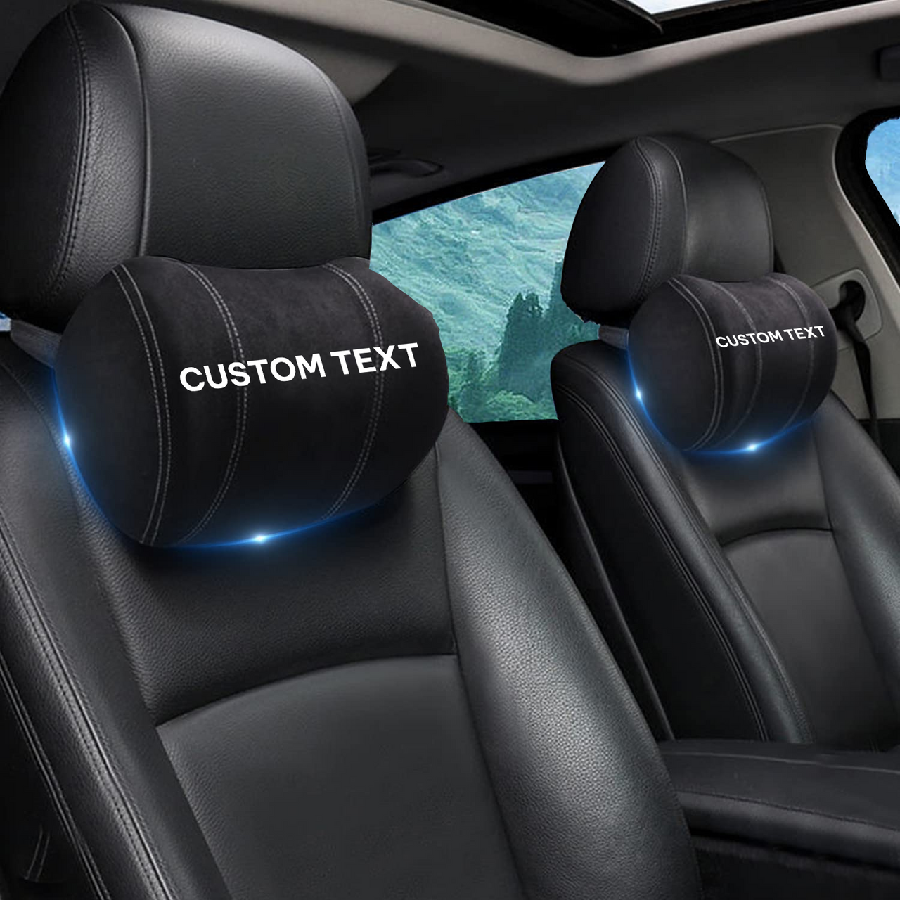 Custom Text For Car Headrest (2 PCS), Compatible with All Cars, 2023 Update Version Premium Memory Foam Car Neck Pillow LI15985