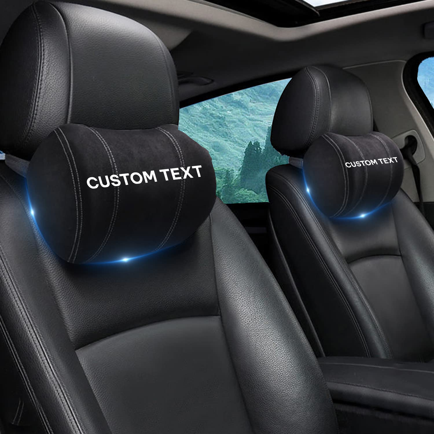 Custom Text For Car Headrest (2 PCS), Compatible with All Cars, 2023 Update Version Premium Memory Foam Car Neck Pillow SU15985