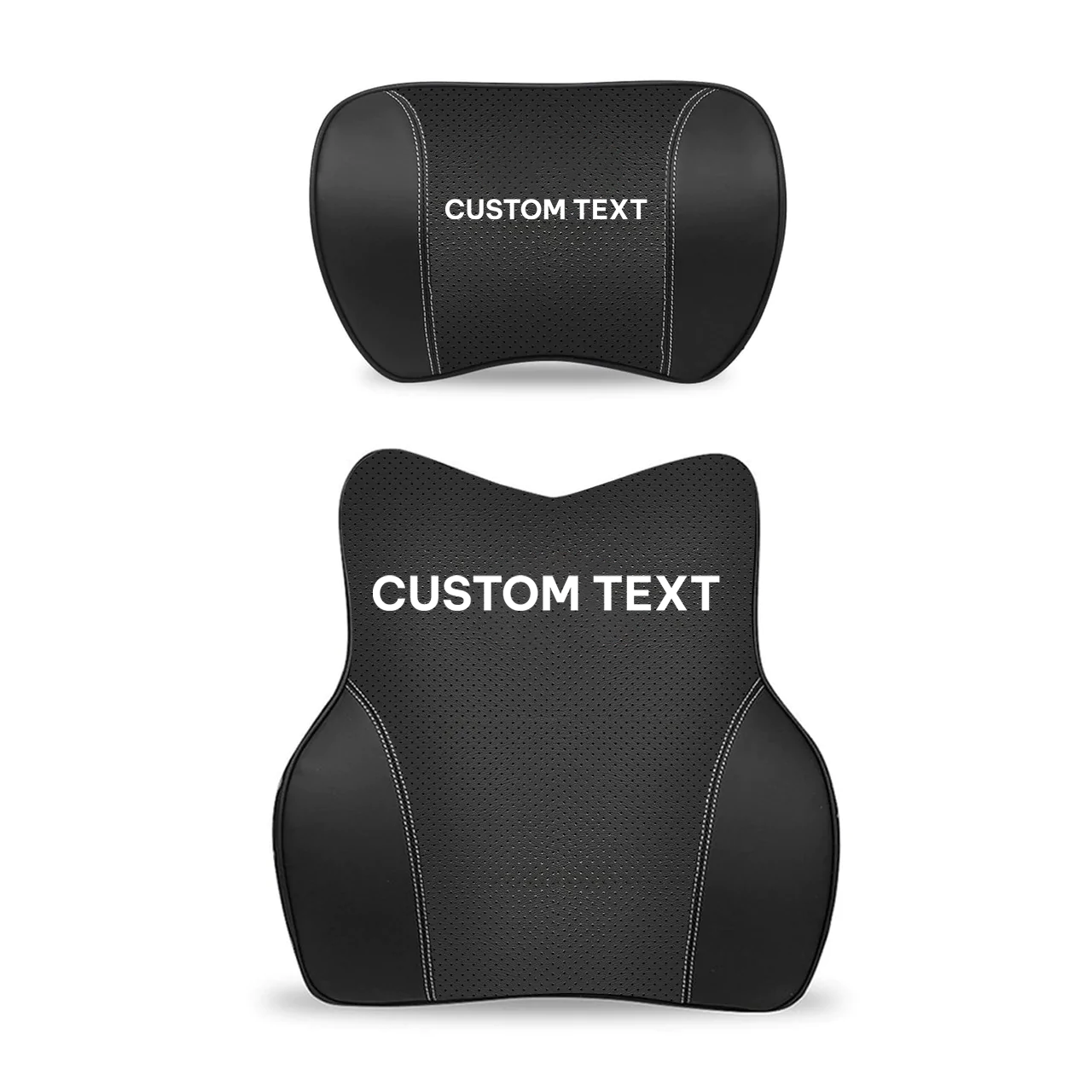 Custom Text For Car Headrest Neck Pillow and Lumbar Support Back Cushion Kit, Compatible with All Cars, Memory Foam Erognomic Design Universal Fit Muscle Pain and Tension Relief for Car Seat JE13992