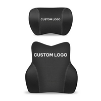 Thumbnail for Custom Logo Car Headrest Neck Pillow and Lumbar Support Back Cushion Kit, Memory Foam Erognomic Design Universal Fit Muscle Pain and Tension Relief for Car Seat