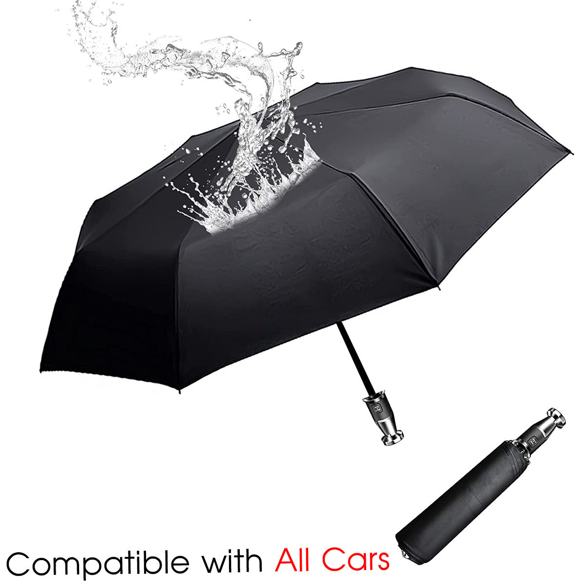 Umbrella for All Cars, 10 Ribs Umbrella Windproof Automatic Folding Umbrella, One-handed use, Rain and Sun Protection, Car Accessories PE13993