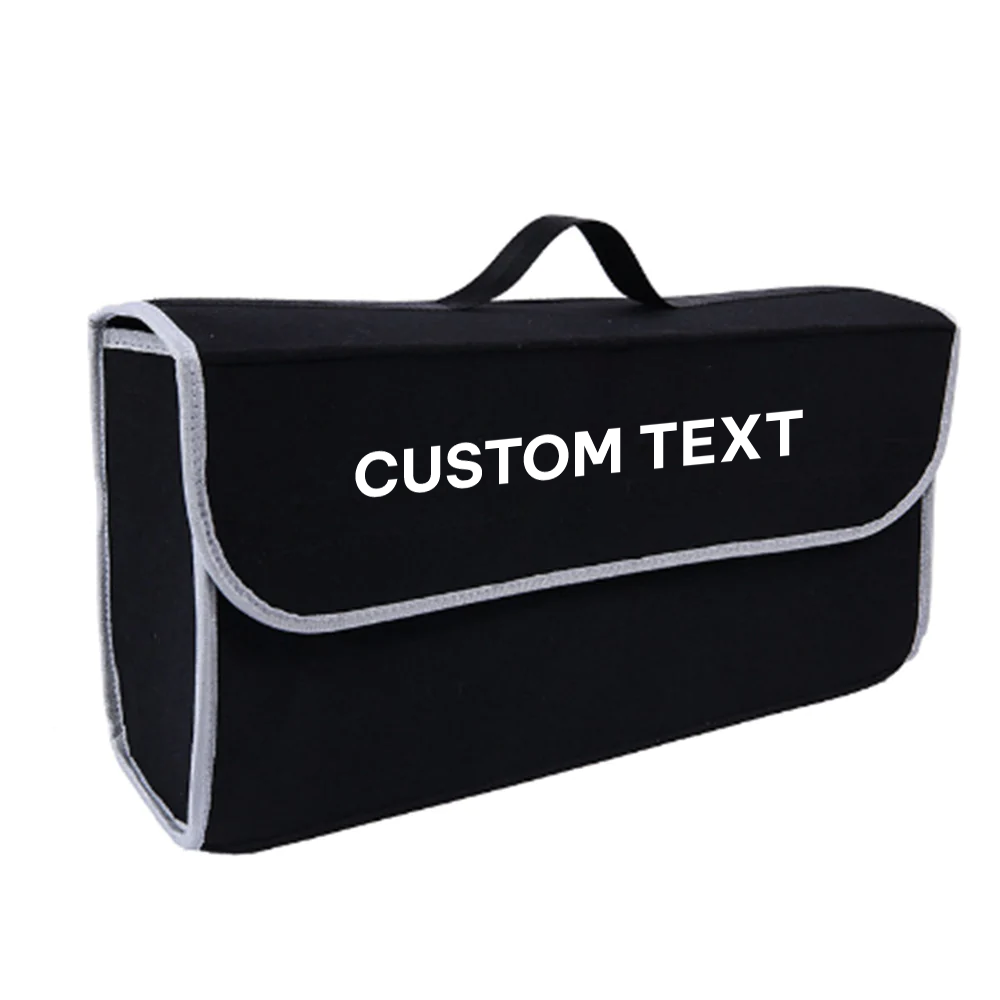 Custom Text For Soft Felt Car Bag Organizer, Compatible with All Cars, Folding Car Storage Box Non Slip Fireproof Car Trunk Organizer DR12990