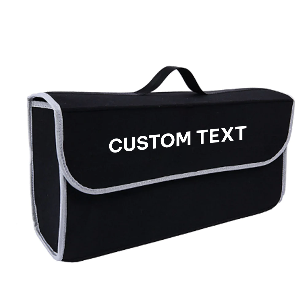 Custom Text For Soft Felt Car Bag Organizer, Compatible with All Cars, Folding Car Storage Box Non Slip Fireproof Car Trunk Organizer PF12990