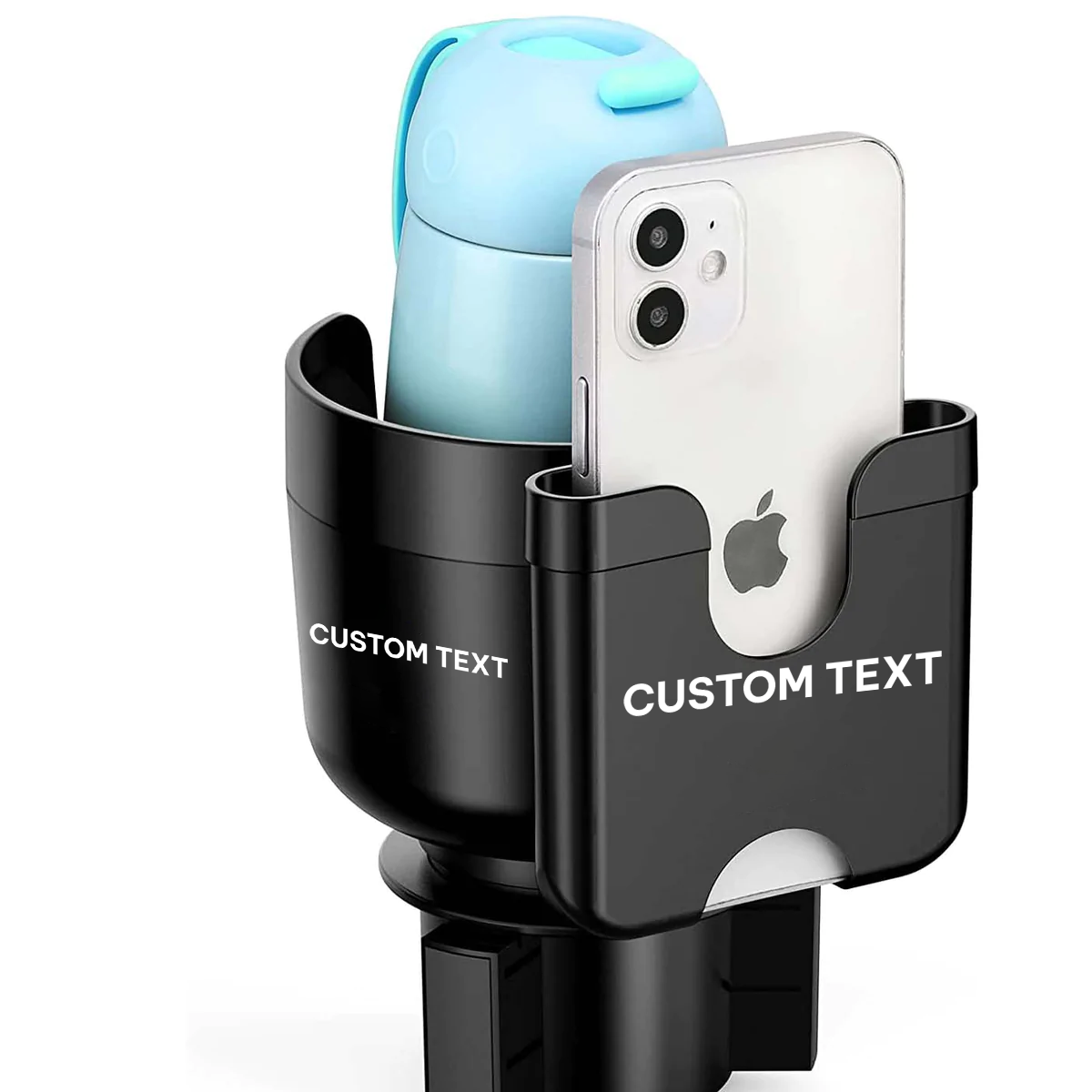 Custom Text Car Cup Holder 2-in-1,  Car Cup Holder Expander Adapter with Adjustable Base, Car Cup Holder Expander Organizer with Phone Holder