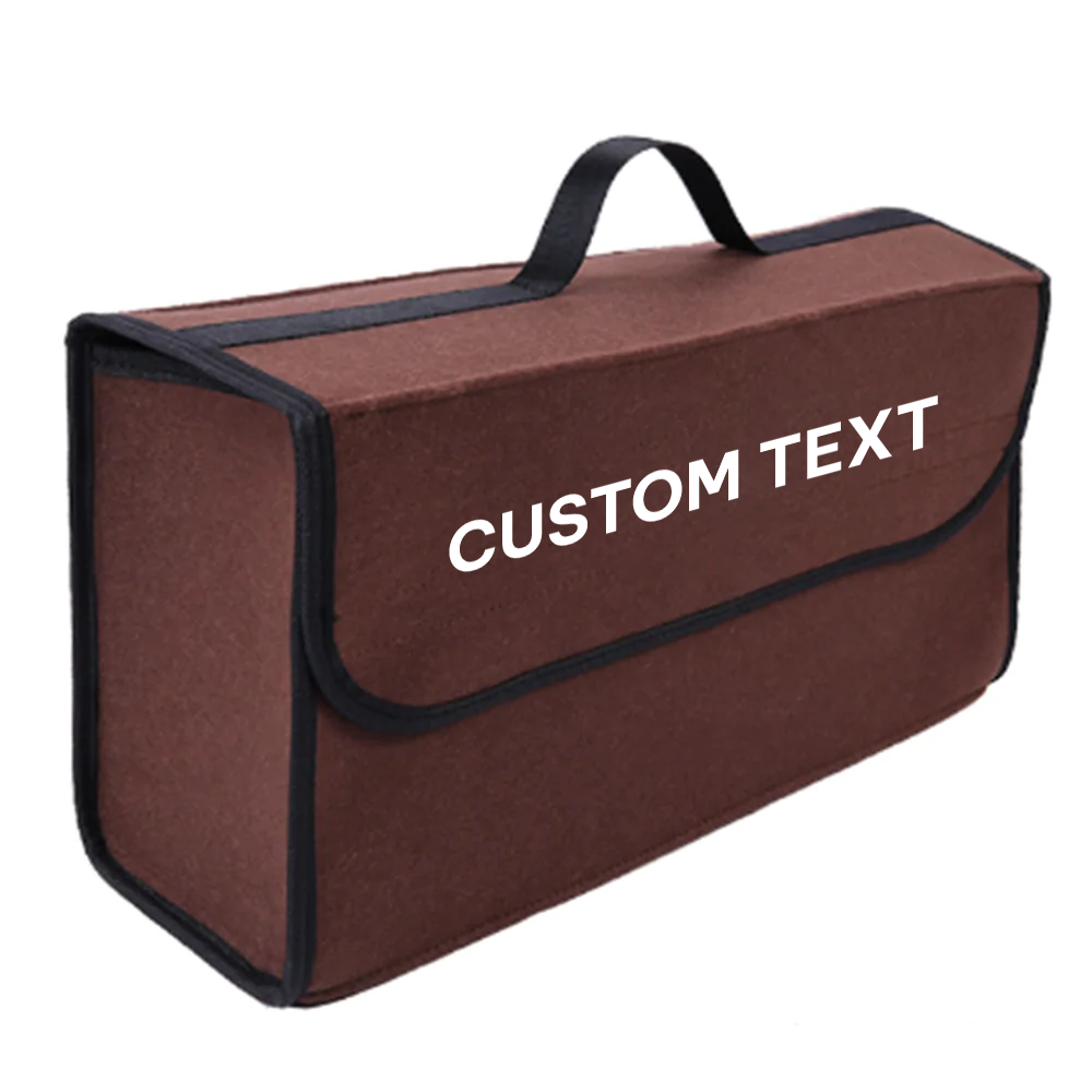 Custom Text For Soft Felt Car Bag Organizer, Compatible with All Cars, Folding Car Storage Box Non Slip Fireproof Car Trunk Organizer VE12990