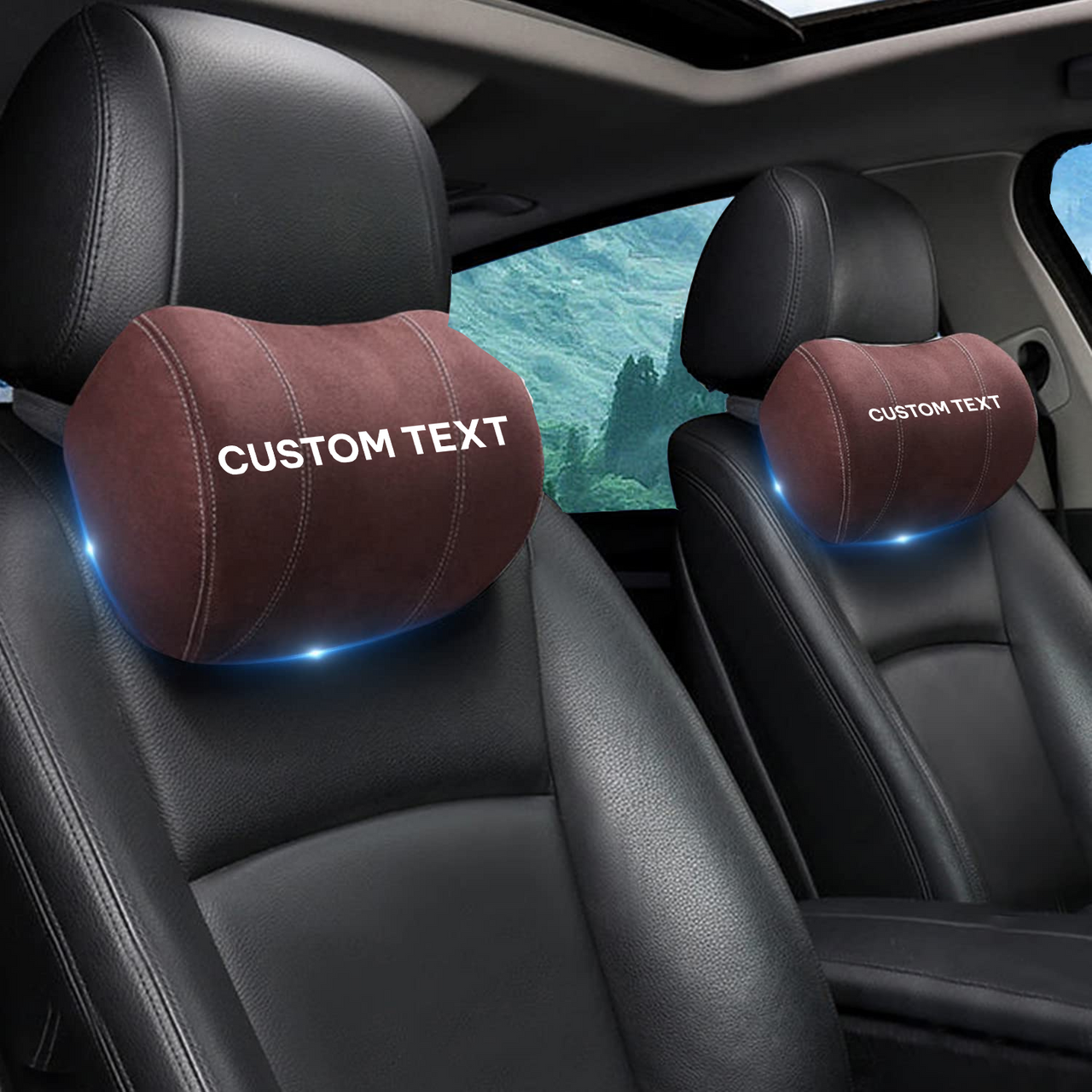 Custom Text For Car Headrest (2 PCS), Compatible with All Cars, 2023 Update Version Premium Memory Foam Car Neck Pillow DE15985
