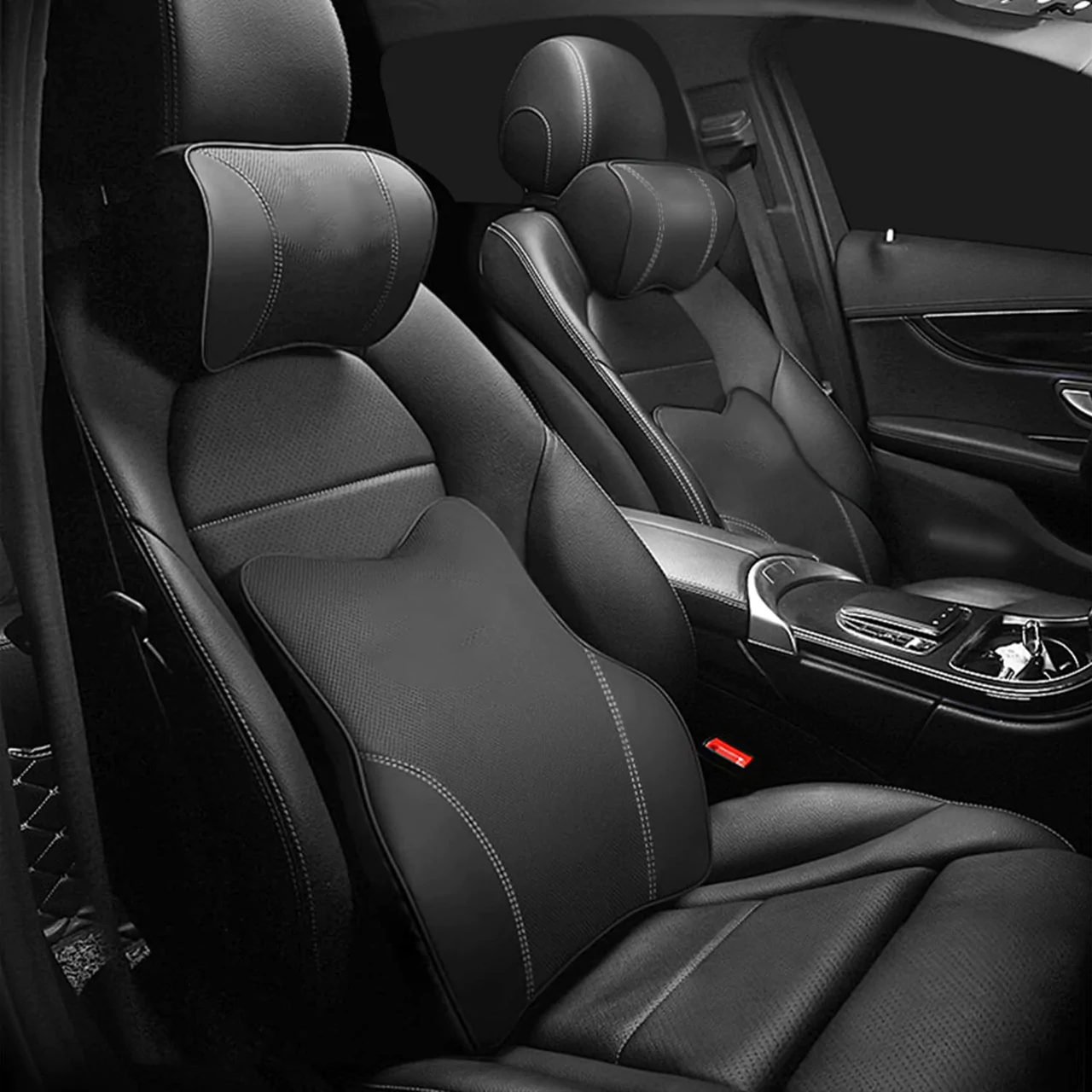 Custom Text For Car Headrest Neck Pillow and Lumbar Support Back Cushion Kit, Compatible with All Cars, Memory Foam Erognomic Design Universal Fit Muscle Pain and Tension Relief for Car Seat PU13992