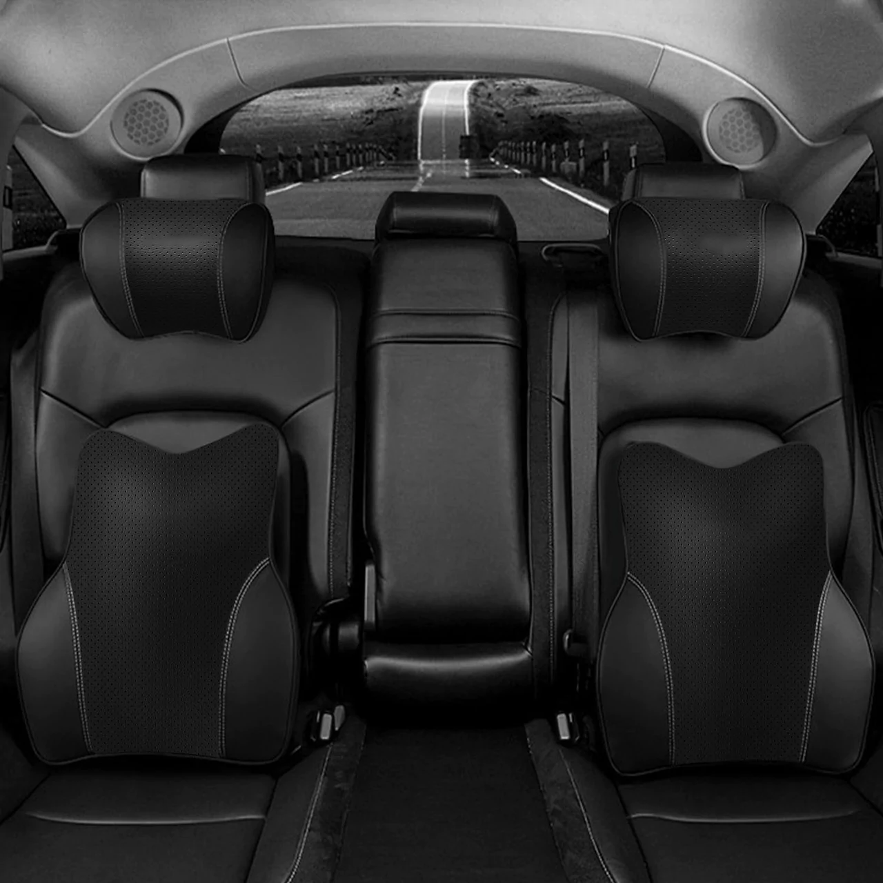 Custom Text For Car Headrest Neck Pillow and Lumbar Support Back Cushion Kit, Compatible with All Cars, Memory Foam Erognomic Design Universal Fit Muscle Pain and Tension Relief for Car Seat SA13992