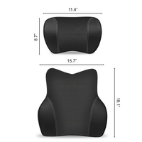 Thumbnail for Custom Logo Car Headrest Neck Pillow and Lumbar Support Back Cushion Kit, Memory Foam Erognomic Design Universal Fit Muscle Pain and Tension Relief for Car Seat
