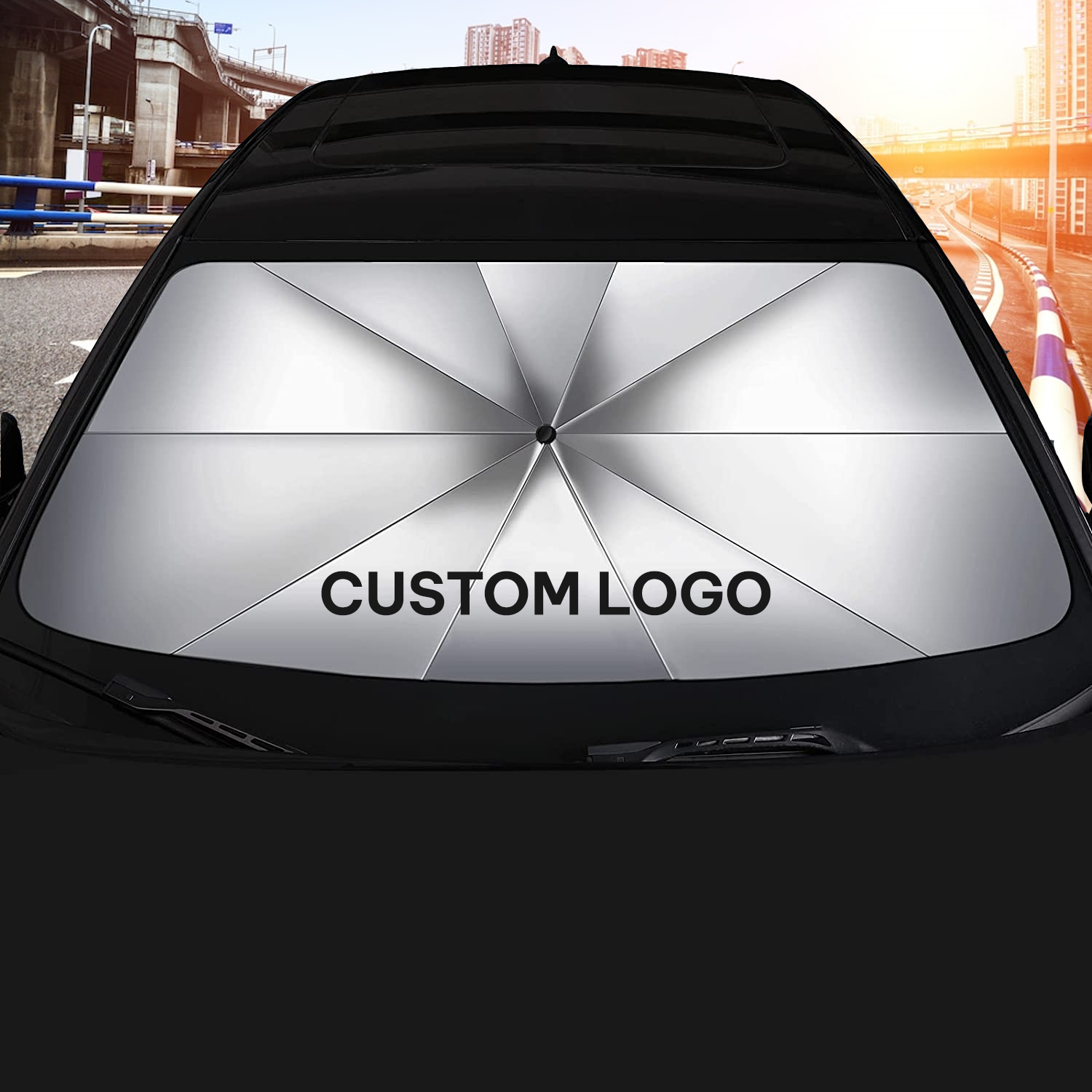 Custom Logo Car Sunshade, Car Window Shade, Foldable Windshield Sunshade Sun and UV Protection (Updated Version)