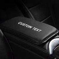 Thumbnail for Custom Text For Center Console Pad, Compatible with All Cars, Carbon Fiber PU Leather Auto Armrest Cover Protector, Waterproof Car Armrest Seat Box Cover LI13991