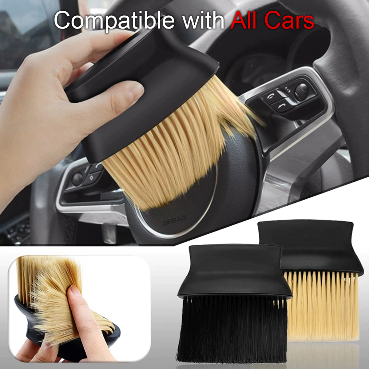Car Cleaning Brushes Duster, Custom Fit For Your Cars, Soft Bristles Detailing Brush Dusting Tool for Automotive Dashboard, Air Conditioner Vents, Leather, Computer, Scratch Free