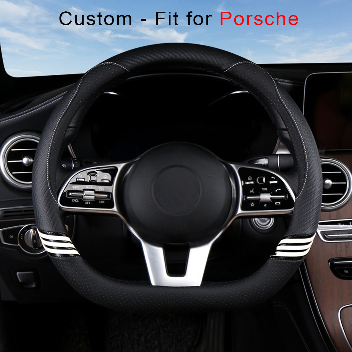 Car Steering Wheel Cover 2023 Update Version, Custom Fit For Your Cars, Premium Leather Car Steering Wheel Cover with Logo, Car Accessories