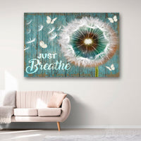 Thumbnail for Dandelion and Butterfly Just Breathe Canvas Print Wall Art - Matte Canvas