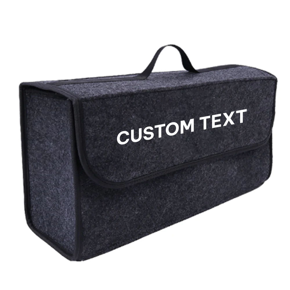 Custom Text For Soft Felt Car Bag Organizer, Compatible with All Cars, Folding Car Storage Box Non Slip Fireproof Car Trunk Organizer FT12990
