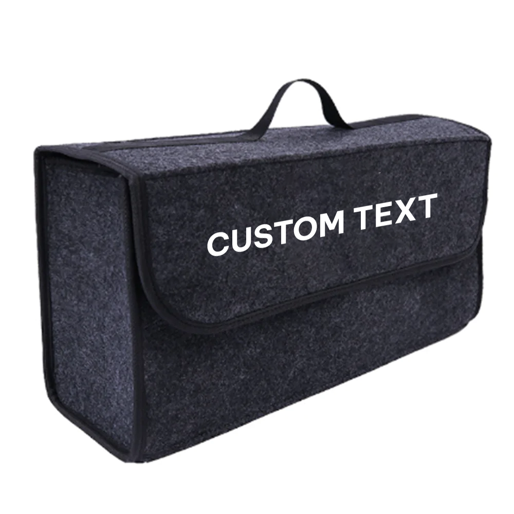 Custom Text For Soft Felt Car Bag Organizer, Compatible with All Cars, Folding Car Storage Box Non Slip Fireproof Car Trunk Organizer MB12990