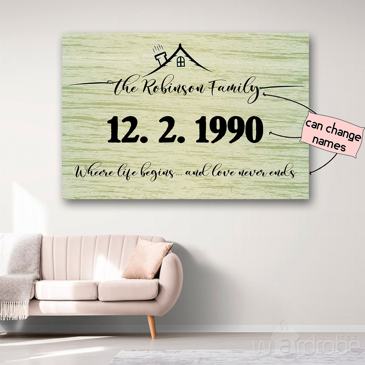 Personalized Family Name Quote Canvas Print Wall Art - Matte Canvas