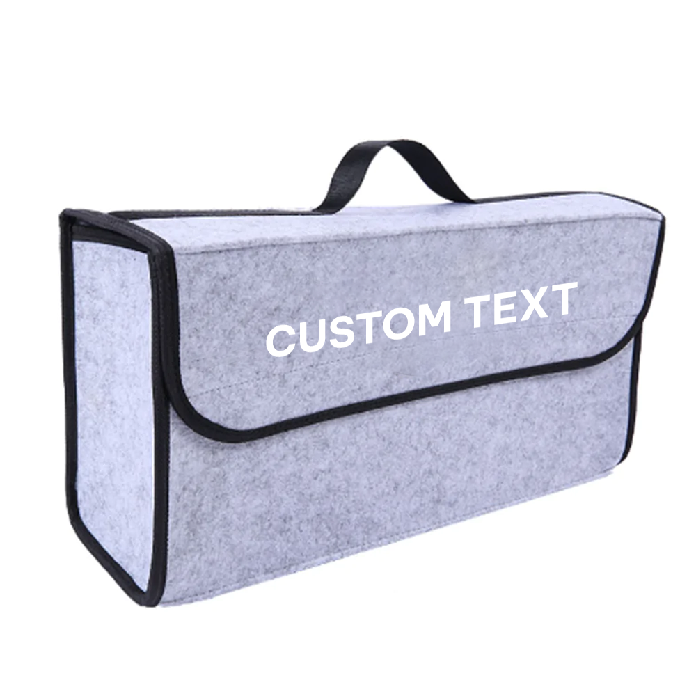 Custom Text For Soft Felt Car Bag Organizer, Compatible with All Cars, Folding Car Storage Box Non Slip Fireproof Car Trunk Organizer TS12990