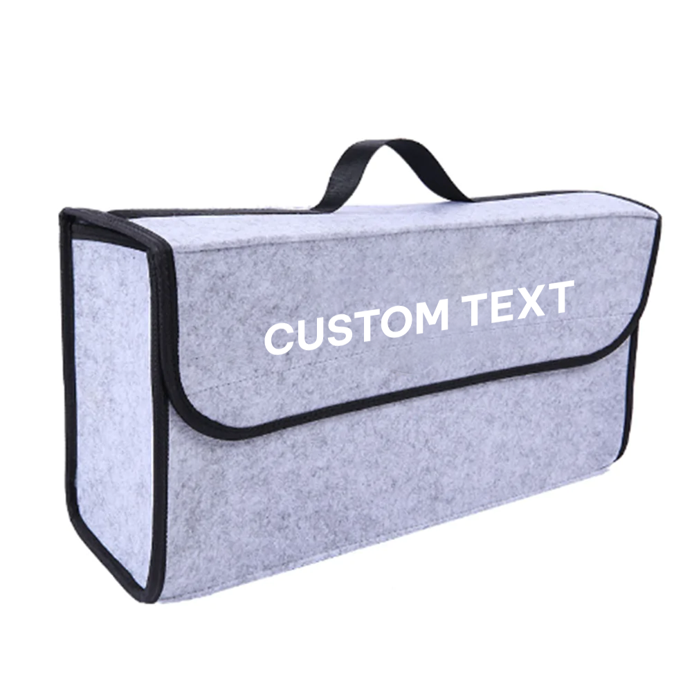 Custom Text For Soft Felt Car Bag Organizer, Compatible with All Cars, Folding Car Storage Box Non Slip Fireproof Car Trunk Organizer MT12990