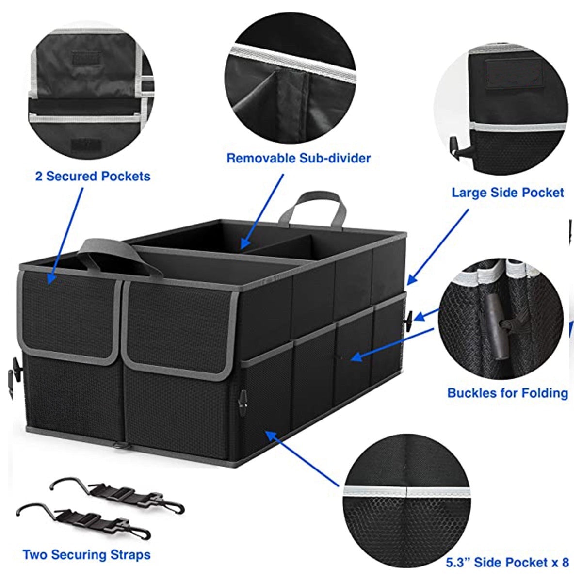 3-Compartment Cargo Trunk Storage Organizer, Custom For Cars