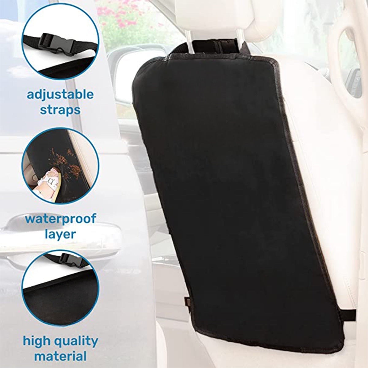 Kick Mats, Custom fit for Porsche - 18” x 24” Premium Quality Car Seat Protector Mat Best Waterproof Protection of Your Upholstery from Dirt, Mud, Scratches - Extra Large Car Seat Back Covers