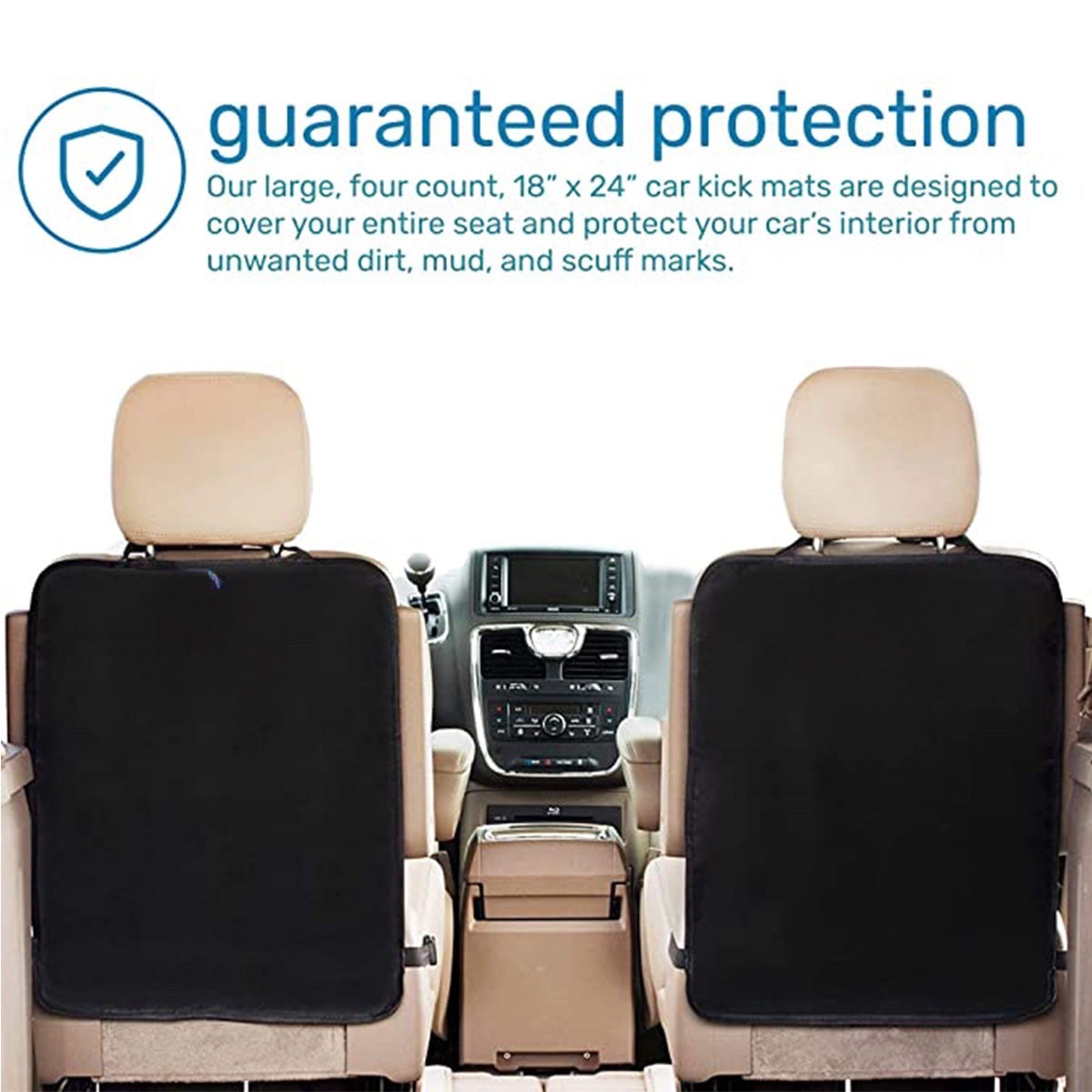 Kick Mats, Custom fit for Porsche - 18” x 24” Premium Quality Car Seat Protector Mat Best Waterproof Protection of Your Upholstery from Dirt, Mud, Scratches - Extra Large Car Seat Back Covers
