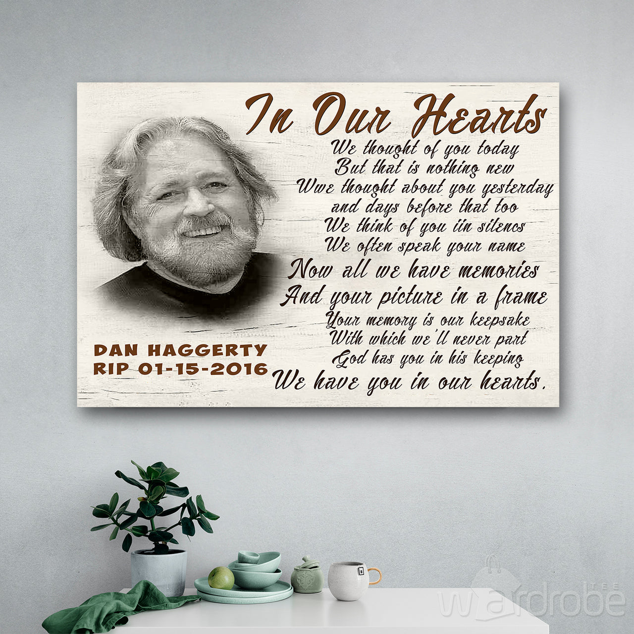 Personalized Name And Photo In our Hearts Family Canvas Print Wall Art - Matte Canvas