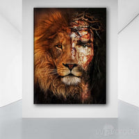 Thumbnail for Custom Canvas Jesus And Lion Portrait Canvas, Half Jesus Half Lion