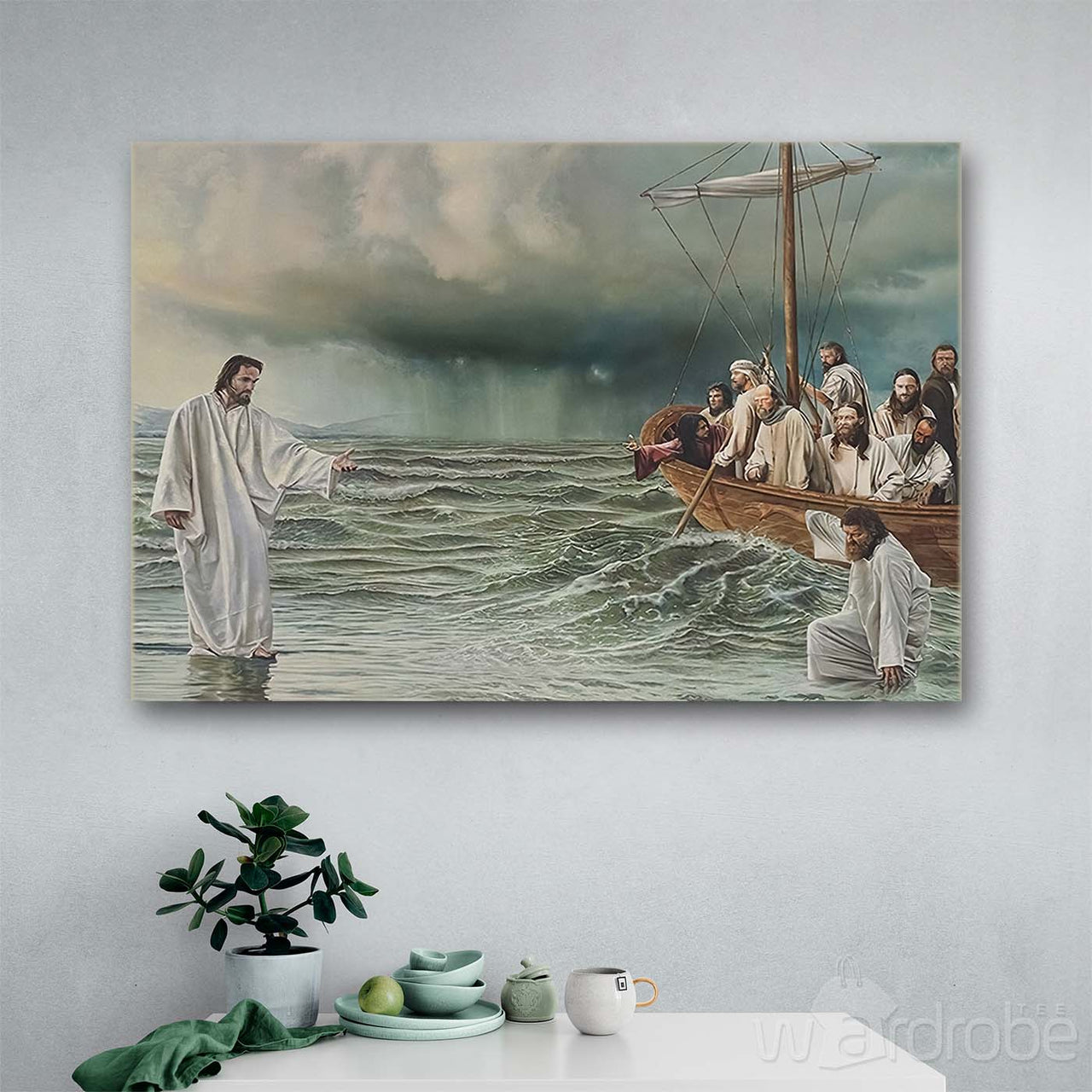 Custom Canvas Jesus Christ Walking On Water Canvas