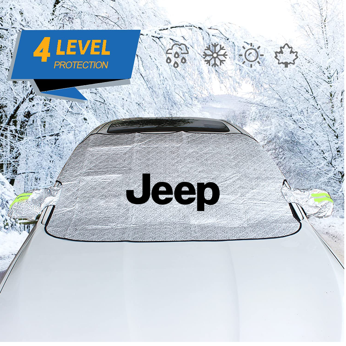 Windshield Cover for Ice and Snow, Custom fit for car, Magnetic Windshield Cover, Water, Heat & Sag-Proof Car Windshield Snow Cover, Mirror Protector Windproof Sunshade Cover