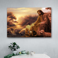 Thumbnail for Custom Canvas Sheep In Ihe Arms Of Jesus - Matte Canvas