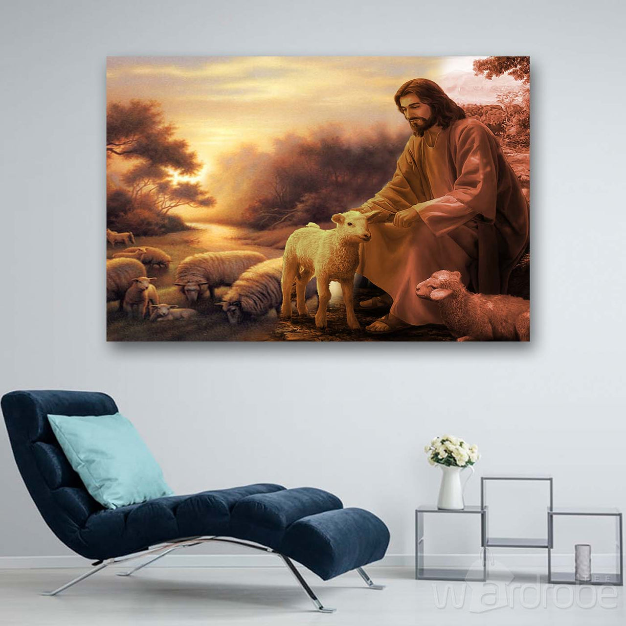 Custom Canvas Sheep In Ihe Arms Of Jesus - Matte Canvas