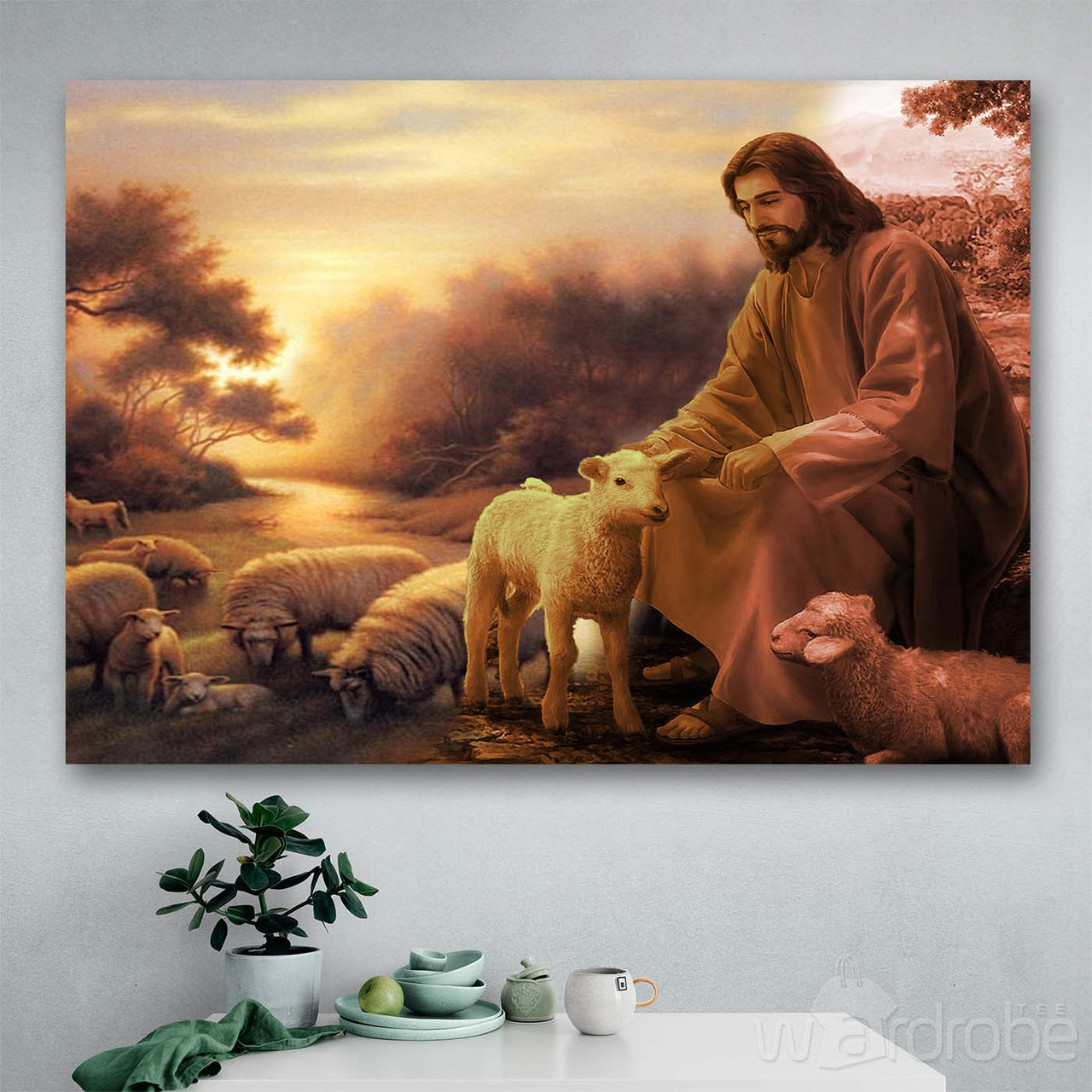 Custom Canvas Sheep In Ihe Arms Of Jesus - Matte Canvas