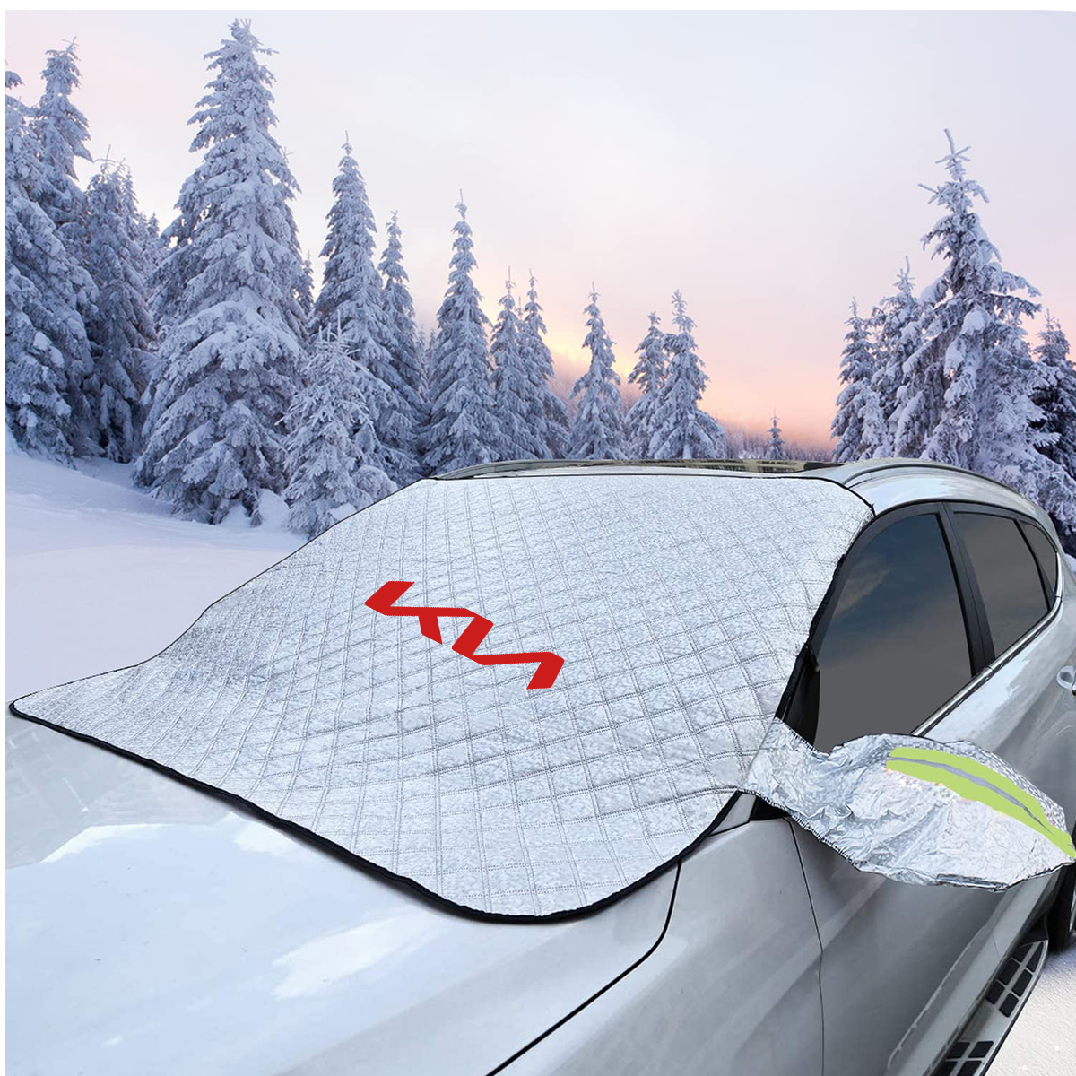 Windshield Cover for Ice and Snow, Custom fit for Car, Magnetic Windshield Cover, Water, Heat & Sag-Proof Car Windshield Snow Cover, Mirror Protector Windproof Sunshade Cover