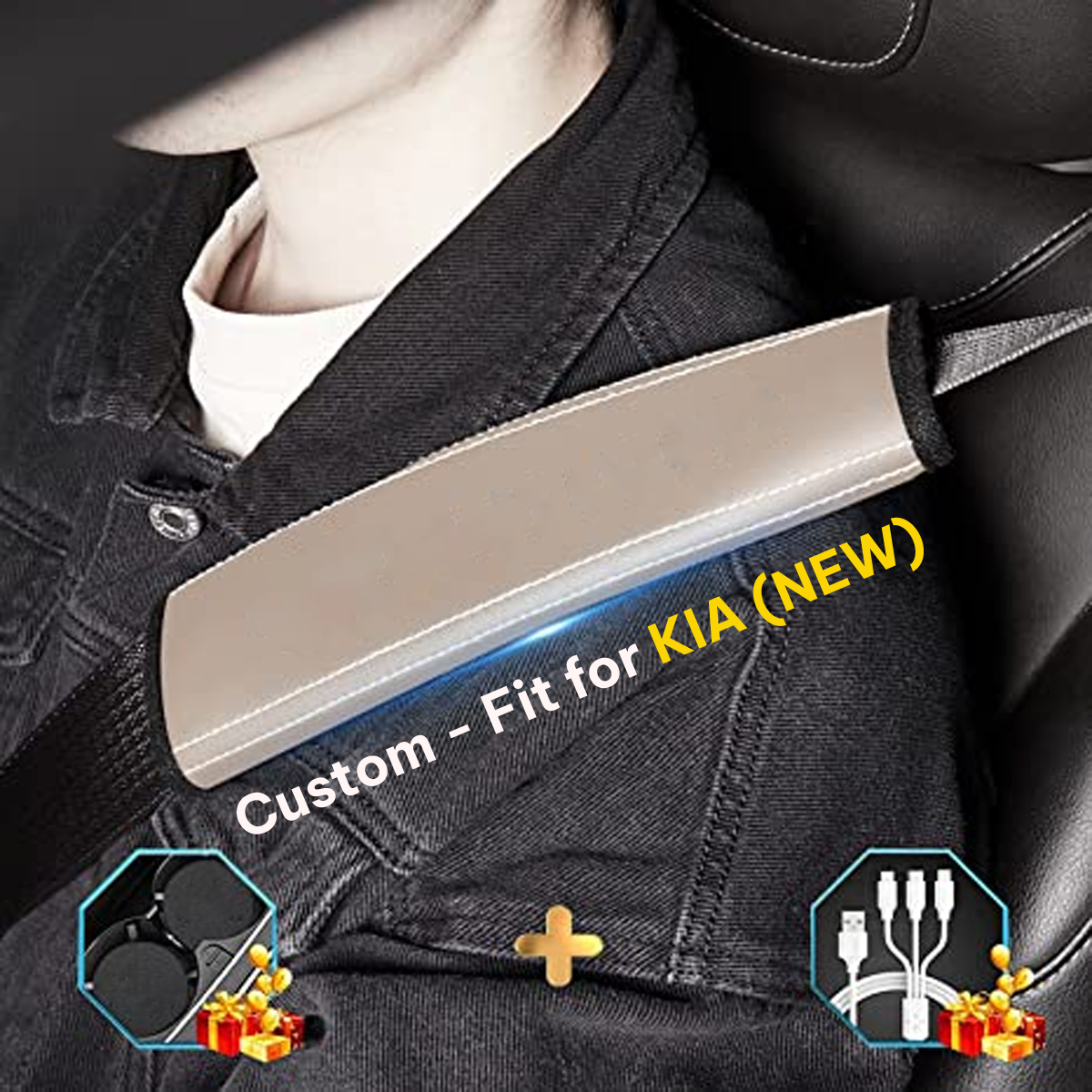Seat Belt Covers, Microfiber Leather Seat Belt Shoulder Pads for More Comfortable Driving, Set of 2pcs