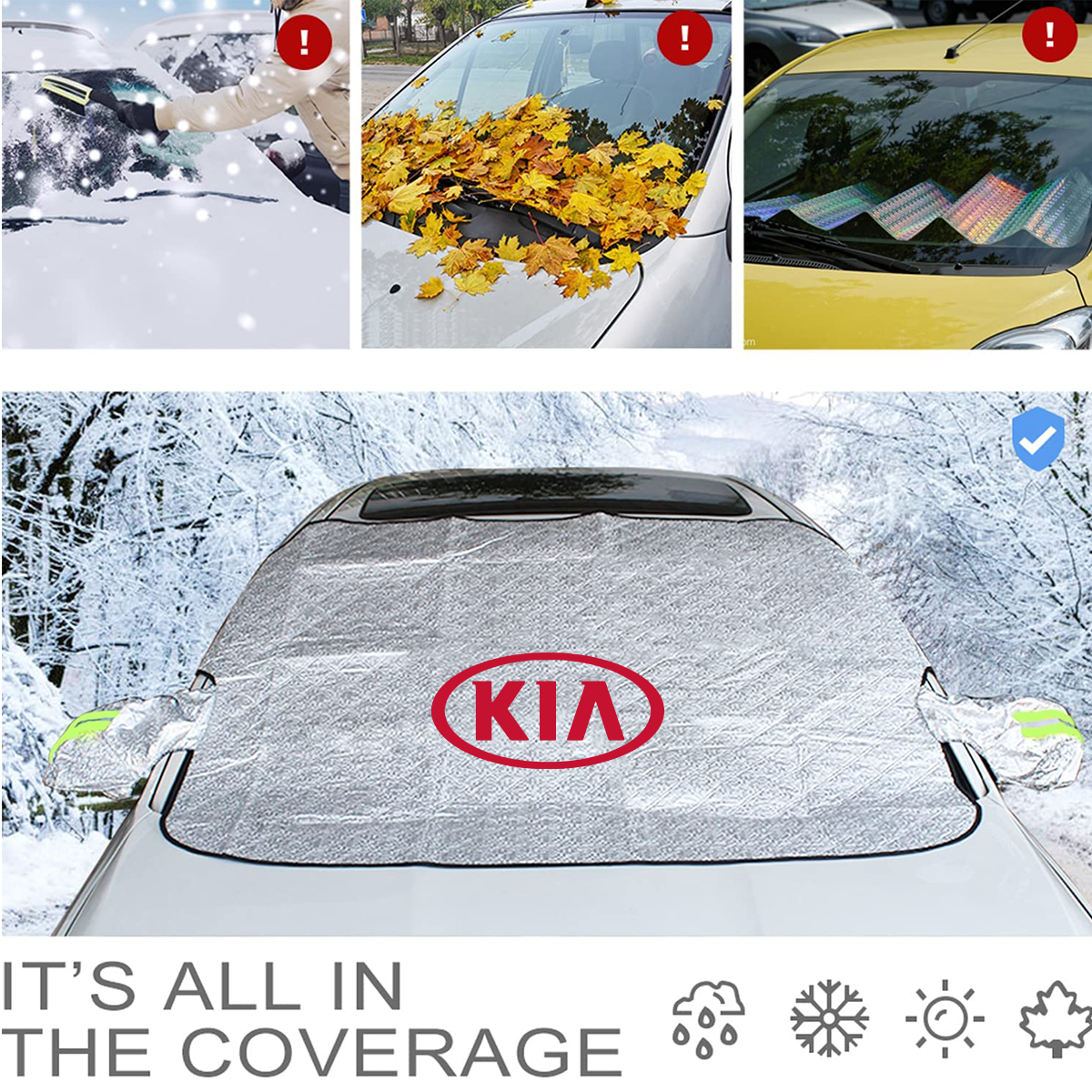 Windshield Cover for Ice and Snow, Custom fit for Car, Magnetic Windshield Cover, Water, Heat & Sag-Proof Car Windshield Snow Cover, Mirror Protector Windproof Sunshade Cover