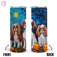 Thumbnail for Cavalier King Charles Spaniels Halloween With Pumpkin 20oz Skinny Tumbler, Holiday Skinny Tumbler, For Dog Lovers, Vibrant Tumbler, Trending Tumbler