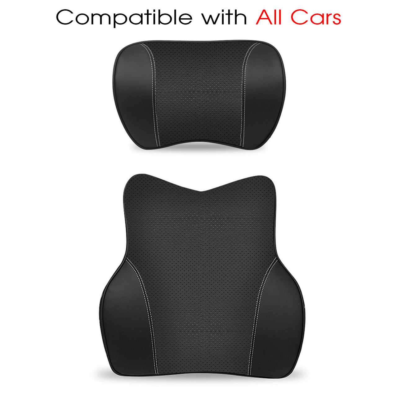 Car Headrest Neck Pillow and Lumbar Support Back Cushion Kit, Custom Fit For Your Cars, Memory Foam Erognomic, Car Accessories PF13992