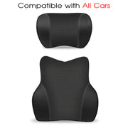 Car Headrest Neck Pillow and Lumbar Support Back Cushion Kit, Custom Fit For Your Cars, Memory Foam Erognomic, Car Accessories SA13992
