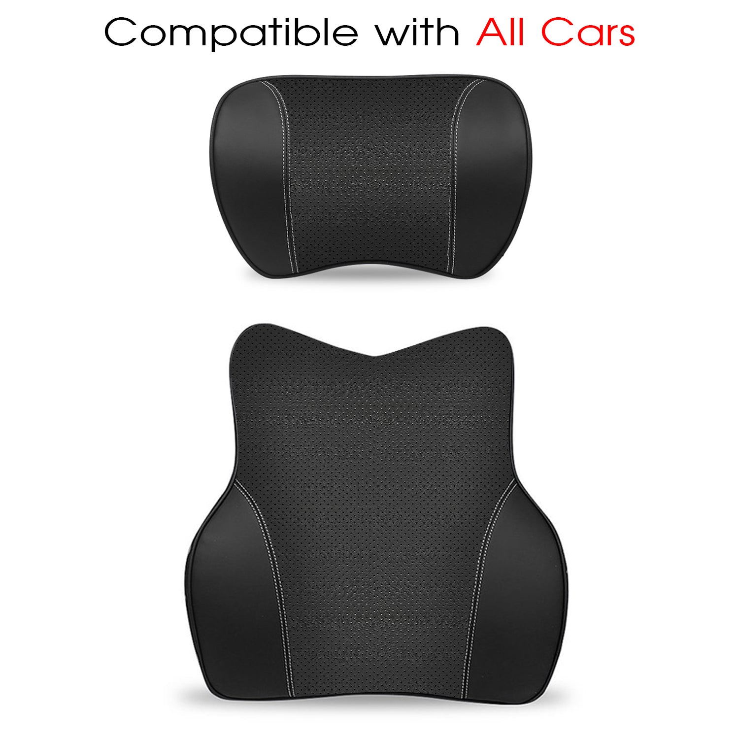 Car Headrest Neck Pillow and Lumbar Support Back Cushion Kit, Custom Fit For Your Cars, Memory Foam Erognomic, Car Accessories TY13992