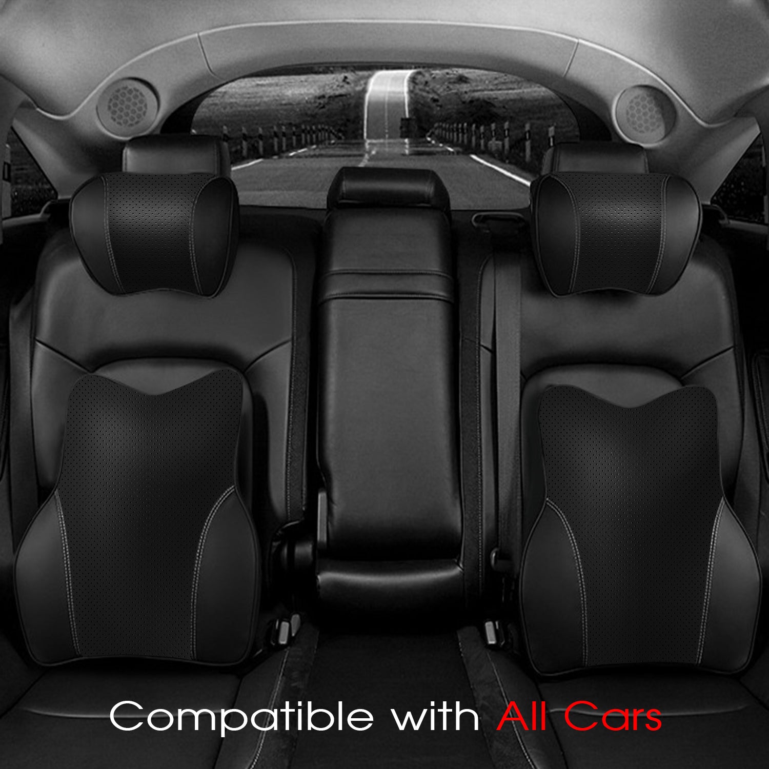 Car Headrest Neck Pillow and Lumbar Support Back Cushion Kit, Custom Fit For Your Cars, Memory Foam Erognomic, Car Accessories SA13992