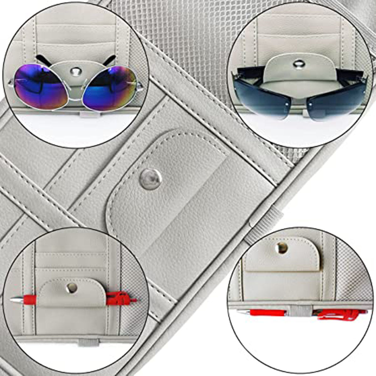 Car Sun Visor Organizer Auto Car Visor Pocket and Interior Accessories Car Truck Visor Storage Pouch Holder with Multi-Pocket Net Zippers, Custom Fit For Your Cars