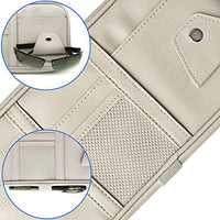 Thumbnail for Car Sun Visor Organizer Truck SUV Sun Visor Storage Pocket PU Leather Pouch Holder with Multi-Pocket Double Zipper Net Pocket, for Cards Pens Sunglasses Document Newest, Custom fit for Car