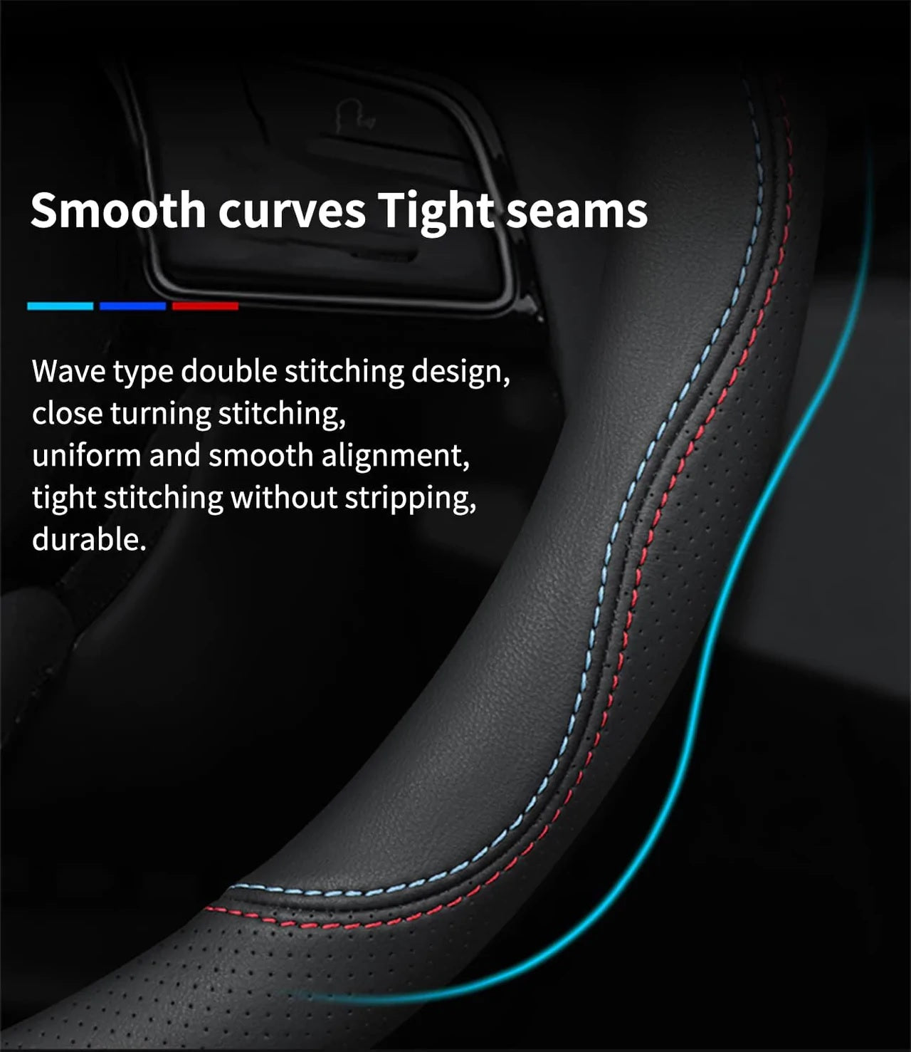 Car Steering Wheel Cover 2024 Update Version, Custom Fit For Your Cars, Premium Leather Car Steering Wheel Cover with Logo, Car Accessories TS18991