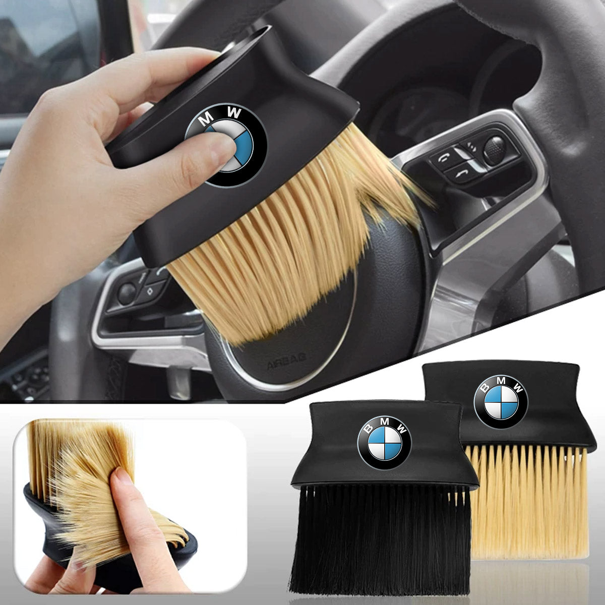 Car Cleaning Brushes Duste, Soft Bristles Detailing Brush Dusting Tool for Automotive Dashboard, Air Conditioner Vents, Leather, Computer, Scratch Free