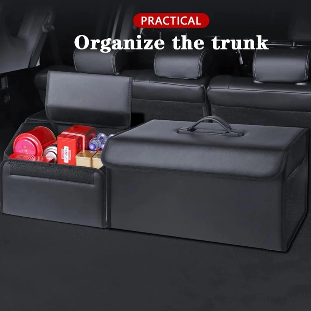 Custom Logo Foldable Trunk Storage Luggage Organizer Box, SUV Trunk Organizer Van Cargo Carrier Caddy for Shopping, Camping Picnic, Home Garage