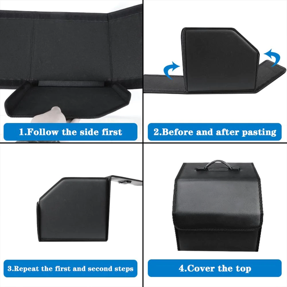 Custom Logo Foldable Trunk Storage Luggage Organizer Box, SUV Trunk Organizer Van Cargo Carrier Caddy for Shopping, Camping Picnic, Home Garage