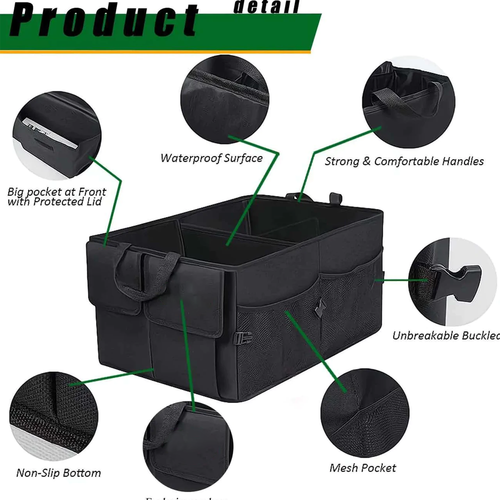 Custom Text For Car Trunk Organizer, Compatible with All Cars, Foldable Car Trunk Storage Box, Storage Bag, Waterproof, Dust-proof, Stain-Resistant WQ12997