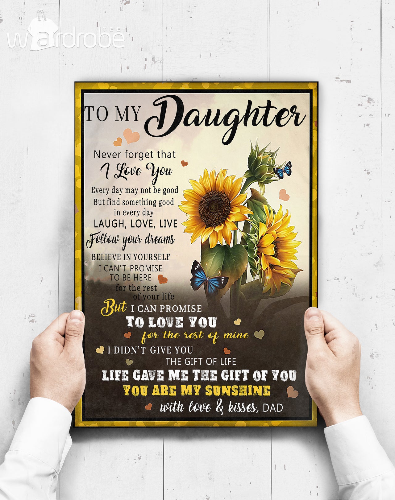 Custom Poster Sunflower To My Daughter From Dad - Gift For Daughter
