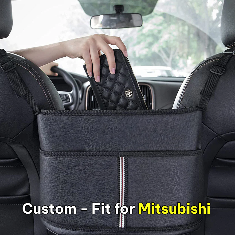 Car Purse Holder for Car Handbag Holder Between Seats Premium PU Leather, Auto Driver Or Passenger Accessories Organizer, Hanging Car Purse Storage Pocket Back Seat Pet Barrier